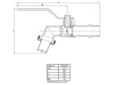 Preview: Profec Kugelauslaufhahn Messing Vernickelt 1/2