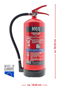 MBS-FIRE (OGNIO) 6L Wasser-Feuerlöscher GW-6x A/MP inkl. Halterung u. Plakette