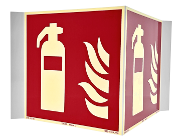 Preview: KNS Klasse C-Winkelschild Feuerlöscher 15 x 15 cm, stark langnachleuchtend, Kunststoff