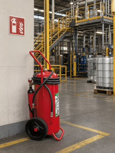 Preview: MBS FIRE (Pii) fahrbarer Auflade Schaumlöscher 50 l Fluorfrei inkl Prüfplakette