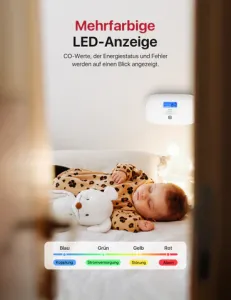 XC0C-iR Intelligenter Kohlenmonoxidmelder 2,4 GHz Wi-Fi, Stummschaltung per App