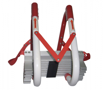 Rettungsleiter KF-Kompakt N5 - 5 Meter Stahlseil-Leiter Mit Alusprossen Für 2 Stockwerke