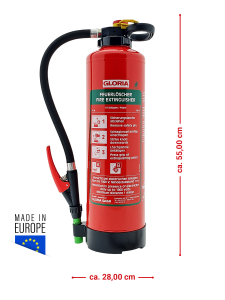GLORIA SBF 6 PRO Schaum Feuerlöscher Frostsicher und Fluorfrei inkl Halterung u. Plakette