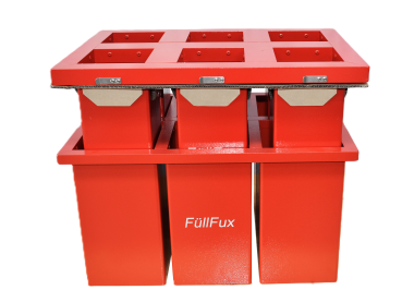 FüllFux Vorrichtung zum Füllen von Sandsäcken rot, inkl. 100 Stück Sandsäcke