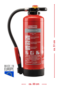 Preview: Gloria PX 6 PRO – 6 kg ABC - Pulver Feuerlöscher 15LE – inkl. Halterung u. Plakette