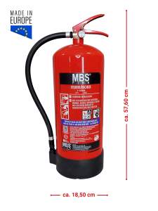 MBS FIRE 9L ABC Schaum Feuerlöscher EN 3 A/B 27A 233B= 9LE