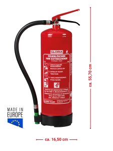Preview: Gloria SD 6 E 6L Schaum Feuerlöscher fluorfrei inkl. Halterung u. Plakette