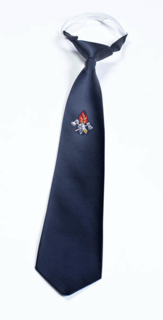 Feuerwehr Krawatte dunkelblau vorgebunden Gummizug mit gestickten Emblem von MBS-FIRE®