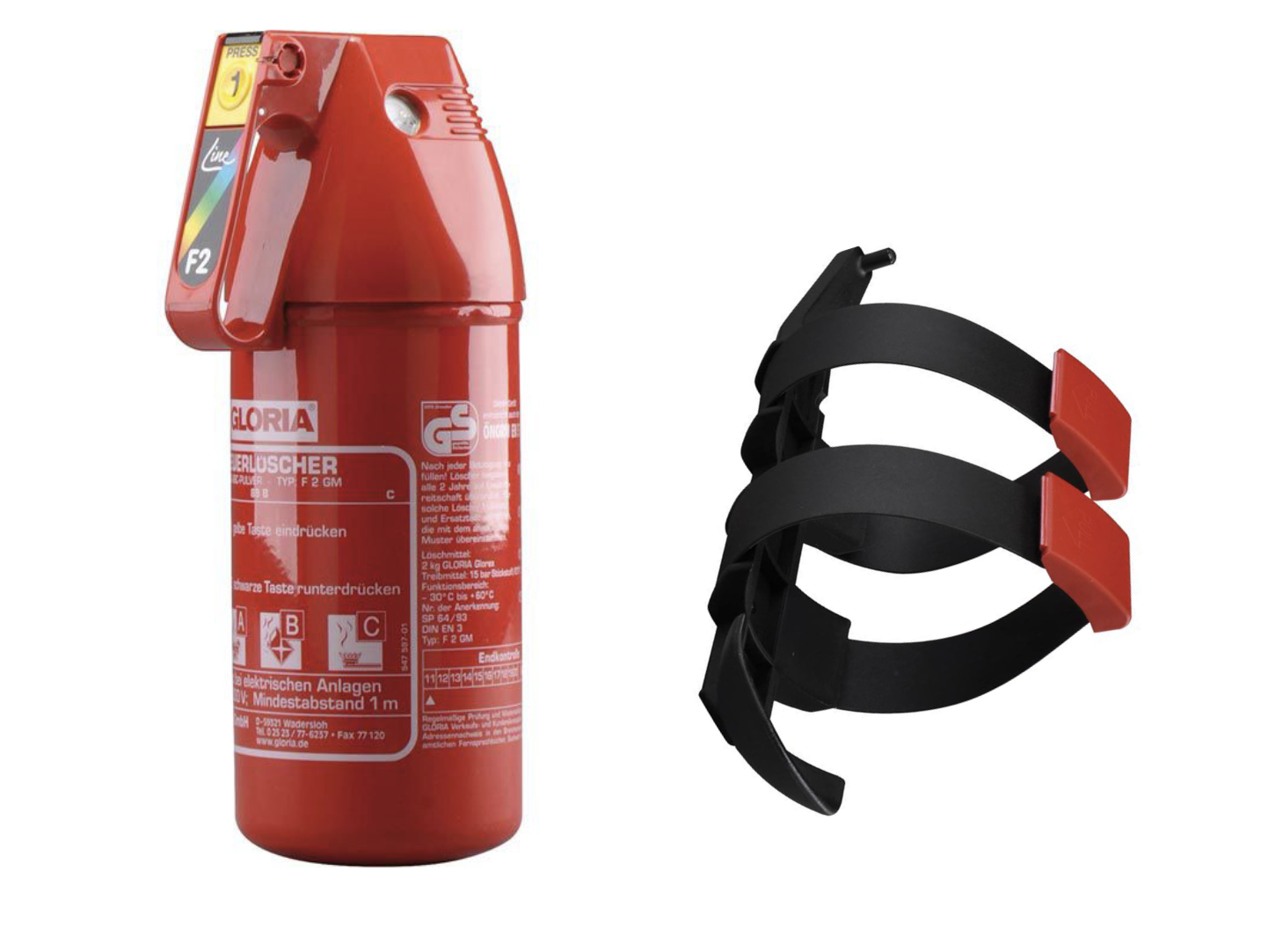 2x Feuerlöscher Halterung Rot | Wandhalterung Für 1 Kg Feuerlöscher | Auto, Büro & Zuhause