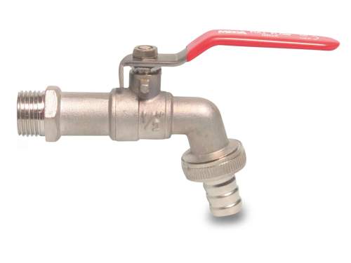 Profec Kugelauslaufhahn Messing Vernickelt 1/2" x 12 mm Außengewinde x Schlauchtülle 10bar Typ 120