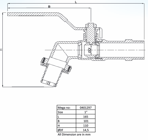 Profec Kugelauslaufhahn Messing Vernickelt 1" x 25 mm Außengewinde x Schlauchtülle 10bar Typ 120