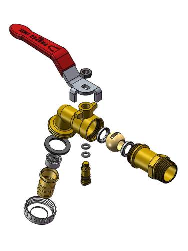Profec Kugelauslaufhahn Messing Vernickelt 1" x 25 mm Außengewinde x Schlauchtülle 10bar Typ 120