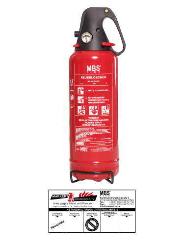 MBS-FIRE (MBK) 2kg ABC Pulver Dauerdruck Feuerlöscher EN 3 13A= 4LE
