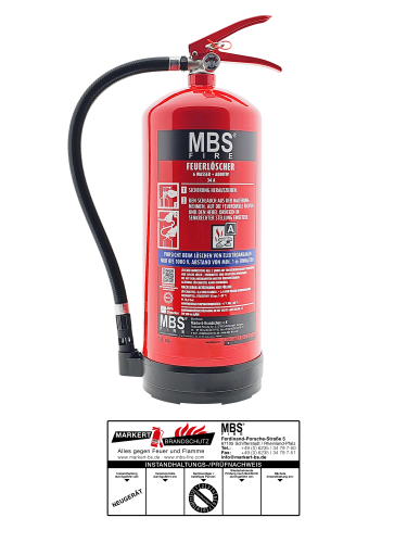 MBS-FIRE (OGNIO) 6L Wasser-Feuerlöscher GW-6x A/MP inkl. Halterung u. Plakette