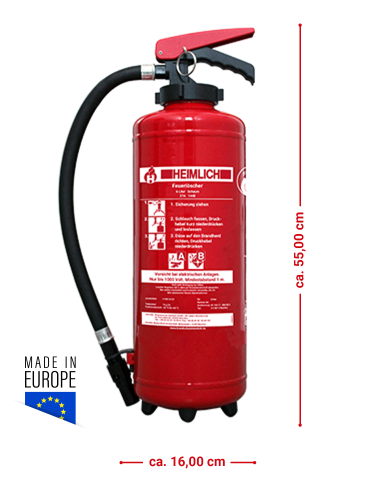 Heimlich S 6 HeF-4 fluorfrei frostsicher 6L Aufladefeuerlöscher inkl. Haterung u. Plakette