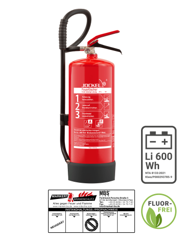 Jockel 6L Li 6 M Lithiumbrand Feuerlöscher fluorfrei inkl. Halterung u. Plakette