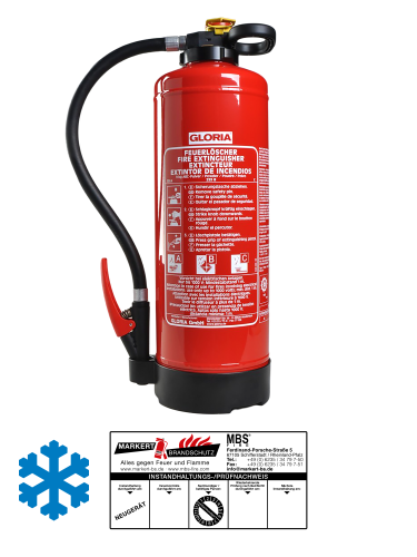 Gloria PH 9 PRO 9 kg Pulver Aufladefeuerlöscher frostsicher inkl. Halterung u. Plakette
