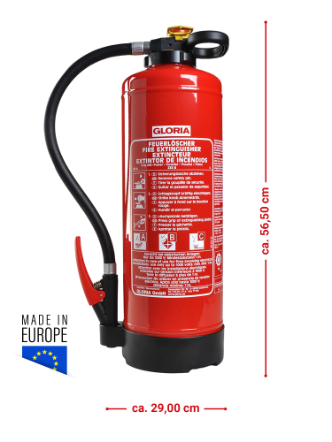 Gloria PH 9 PRO 9 kg Pulver Aufladefeuerlöscher frostsicher inkl. Halterung u. Plakette