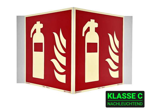 KNS Klasse C-Winkelschild Feuerlöscher 15 x 15 cm, stark langnachleuchtend, Kunststoff