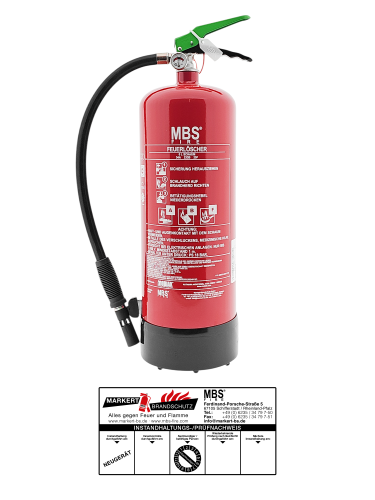 MBS-FIRE (MBK) 6L Schaum Feuerlöscher Dauerdruck 34A 233B 25F m. Halterung u. Plakette
