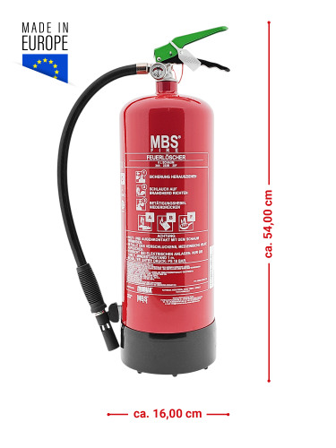 MBS-FIRE (MBK) 6L Schaum Feuerlöscher Dauerdruck 34A 233B 25F m. Halterung u. Plakette