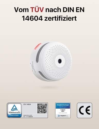 X-Sense Rauchmelder 10 Jahre Batterie, Mini Feuermelder, Brandmelder, Photoelektrischer Rauchwarnmelder mit Stummschaltungstaste, XS01, 1er Set