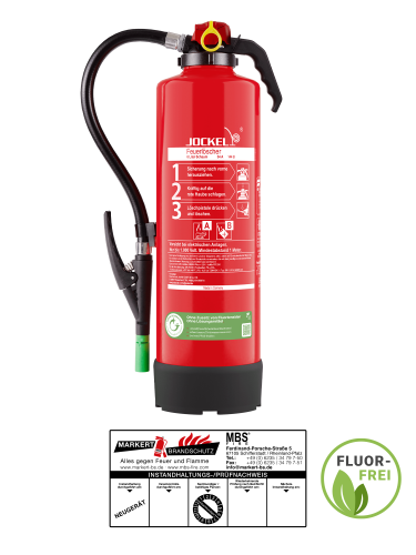 Jockel SK6JX 34 GREEN 2.0 Fluorfrei Schaum Feuerlöscher inkl. Halterung und Plakette