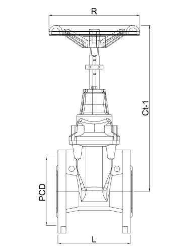 Profec Keilflachschieber Gußeisen DN100 DIN Flansch 16bar Blau PN10/16 Typ 302 Epoxybeschichtung