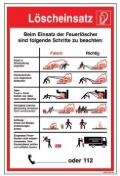 Schild Löscheinsatz falsch/richtig