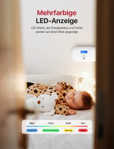 XC0C-iR Intelligenter Kohlenmonoxidmelder 2,4 GHz Wi-Fi, Stummschaltung per App