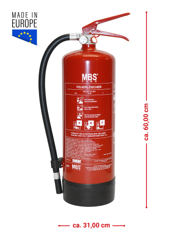 Mobiak 6kg ABC Pulver Feuerlöscher,  34 A, 233 B, C inkl. Haterung u. Plakette