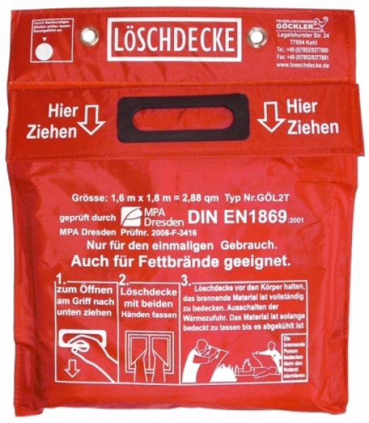 Göckler Löschdecke 180 x 160 cm XXL DIN EN 1869
