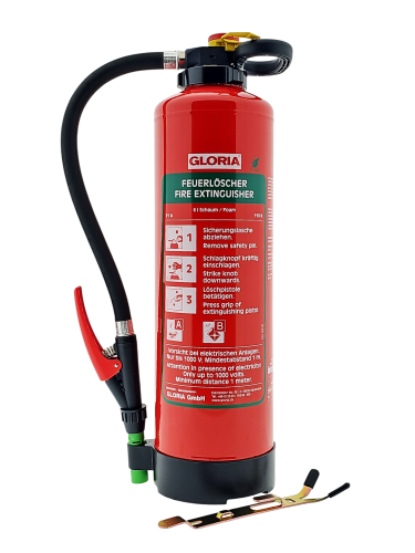 GLORIA SBF 6 PRO Schaum Feuerlöscher Frostsicher und Fluorfrei inkl Halterung u. Plakette