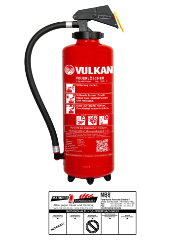 Vulkan 6kg PL6H Pulver Auflade Feuerlscher 55A, 233B = 15LE