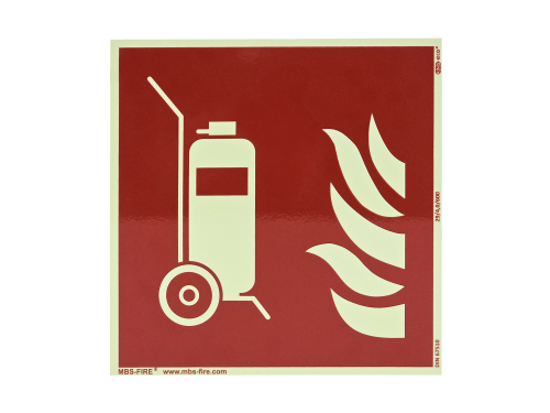 Schild fahrbaren Feuerlöscher 20x20cm nachleuchtendem selbstklebendem Kunststoff ISO7010