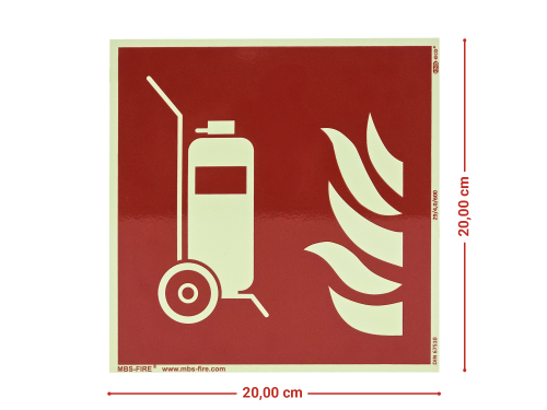 Schild fahrbaren Feuerlöscher 20x20cm nachleuchtendem selbstklebendem Kunststoff ISO7010