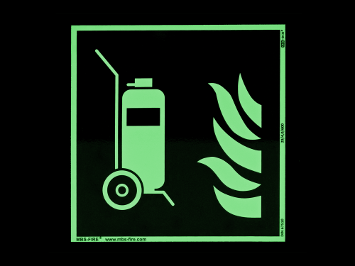 Schild fahrbaren Feuerlöscher 20x20cm nachleuchtendem selbstklebendem Kunststoff ISO7010